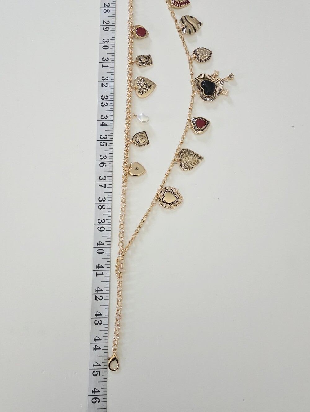 Gold Chain Charm Waist Belt with Heart and Gem Charms - Picture 8 of 8